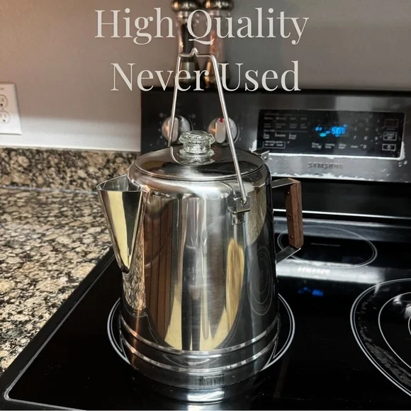 Texsport 28 Cup Stainless Steel Camping Coffee Percolator w/ Glass Knob Lid - Picture 3 of 7